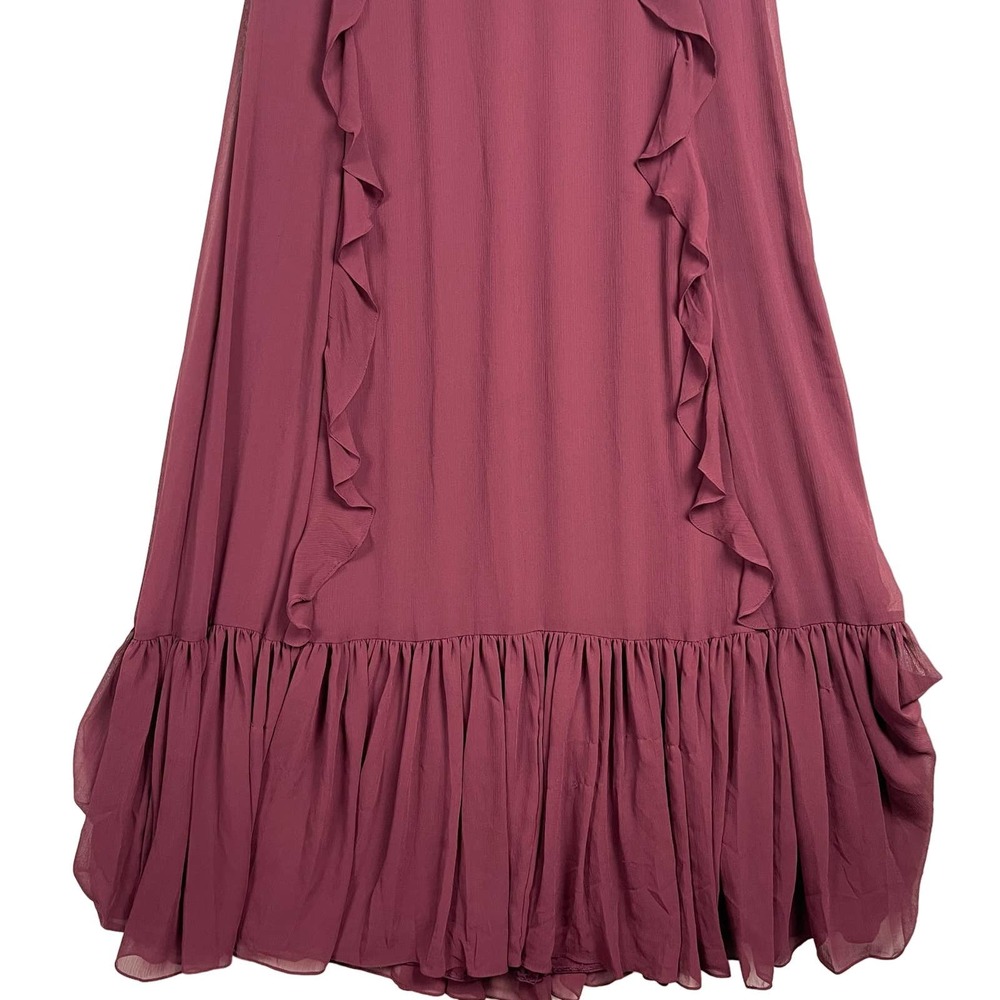 Watters & Watters Wine Red Chiffon Darcie Gown Spaghetti Strap Maxi Layered SZ 8 - Picture 7 of 15